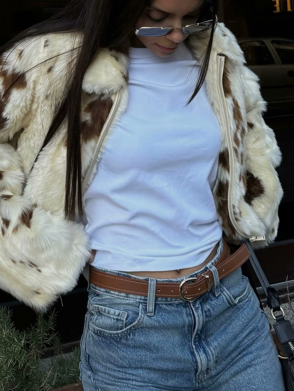 Faux Fur Zip Up Cropped Outerwear - Picture 7 of 14